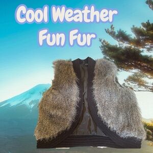EUC. New Directions Cropped Gray Faux Fur Vest. Size L.